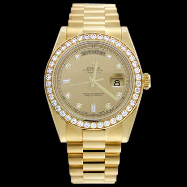 Diamond bezel rolex president watch gold day date men's