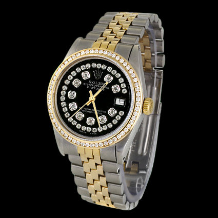 Diamond dial Rolex date just mens watch diamond bezel