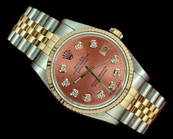 Diamond dial woman men datejust rolex watch two tone