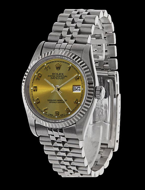 Mens datejust rolex SS champagne Arabic dial date just