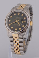 ROLEX DATEJUST watch two tone men channel bezel diamond