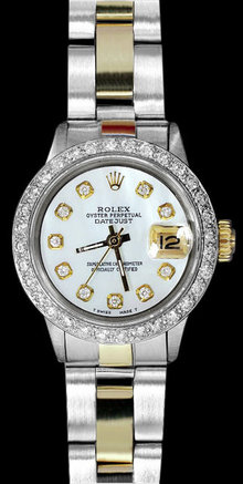 Rolex datejust diamond bezel watch two tone woman watch
