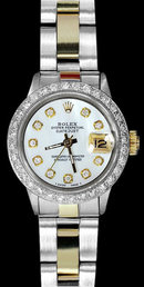 Rolex datejust diamond bezel watch two tone woman watch