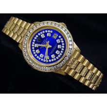 Rolex datejust gold lady watch diamond bezel date just