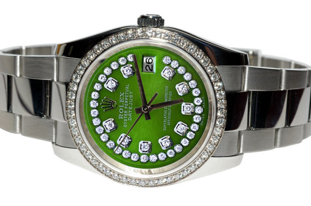 Rolex datejust mens watch diamond dial date just SS