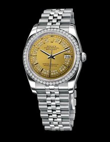 Rolex datejust stainless steel watch bezel diamond dial