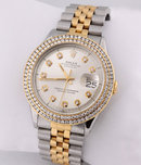 Rolex datejust watch double row diamond bezel date just