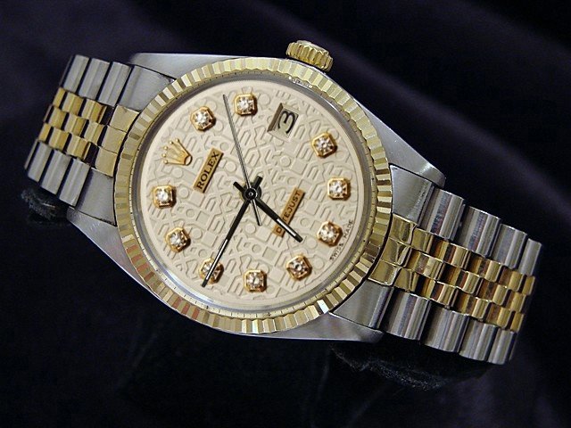 Rolex datejust watch white diamond dial date just