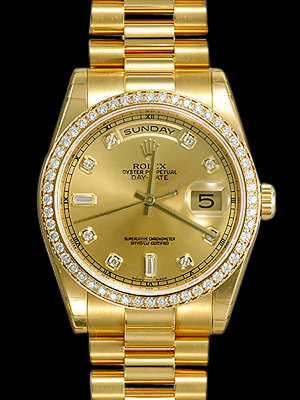 Rolex president Day Date watch for men's diamond bezel