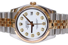 Two tone rolex date just watch white diamond dial mens