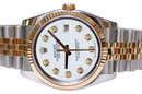 Two tone rolex date just watch white diamond dial mens