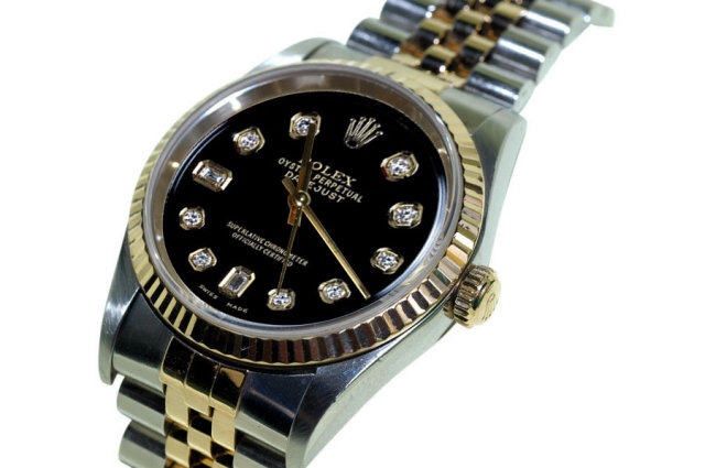 Two tone rolex mens date just watch diamond dial