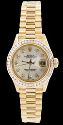 Women rolex president datejust diamond dial bezel watch