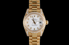 Yellow gold rolex datejust watch womens president style