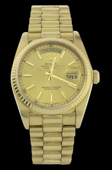 Yellow gold rolex watch day date presidential mens