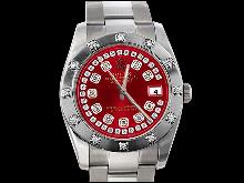 Bezel diamond pearl master red string dial rolex datejust watch oyster