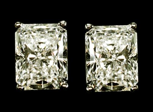 Big 5 carat radiant cut diamond stud earrings new