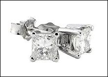 Big 6 ct. diamond earrings princess diamond studs