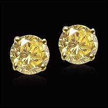 Big 6.02 carat fancy yellow diamonds stud earrings