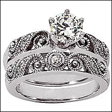 Diamond wedding band set F VVS1 diamonds 1.61 carats