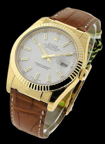 Excellent Vintage SS Rolex DateJust Mans Watch leather bracelet