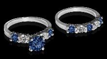 blue white 4.26 ct. diamonds engagement ring band set