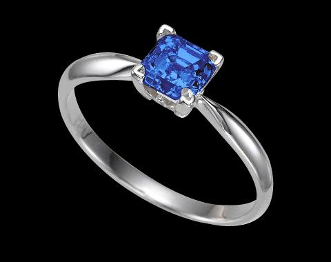 0.50 ct. blue princess cut diamond solitaire ring gold