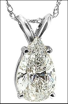 0.75 ct. pear diamond pendant white gold necklace