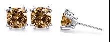 1 carat champagne diamond stud earrings cushion cut
