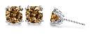 1 carat champagne diamond stud earrings cushion cut