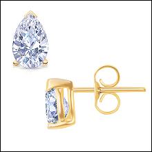 1 carat G VS1 diamond stud earring pair yellow gold diamond earring