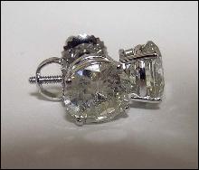 2 carats G VS1 DIAMOND STUDS EARRINGS Platinum earring new