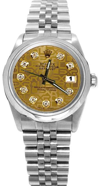 Champagne diamond dial SS jubilee rolex date just perpetual watch datejust