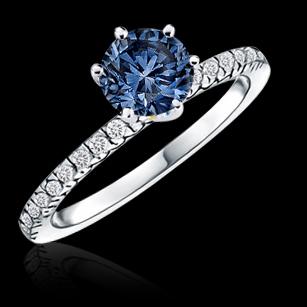 Blue & white diamonds 1.66 carat engagement ring new