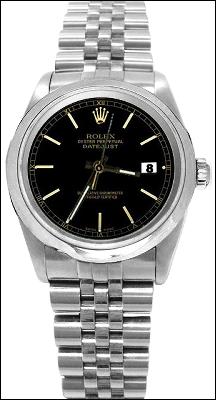 Black stick dial rolex date just watch SS jubilee bracelet perpetual datejust