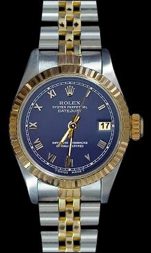 Blue roman dial datejust lady watch SS & yellow gold jubilee bracelet rolex