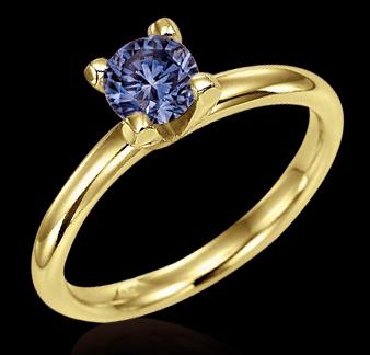 1 CT. BLUE DIAMOND Solitaire engagement ring yellow gold new