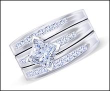 2 carat princess center diamond engagement ring white gold 14K new