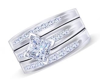 2 carat princess center diamond engagement ring white gold 14K new