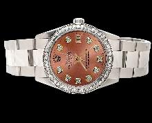 Brown diamond dial bezel datejust watch Stainless steel oyster bracelet rolex