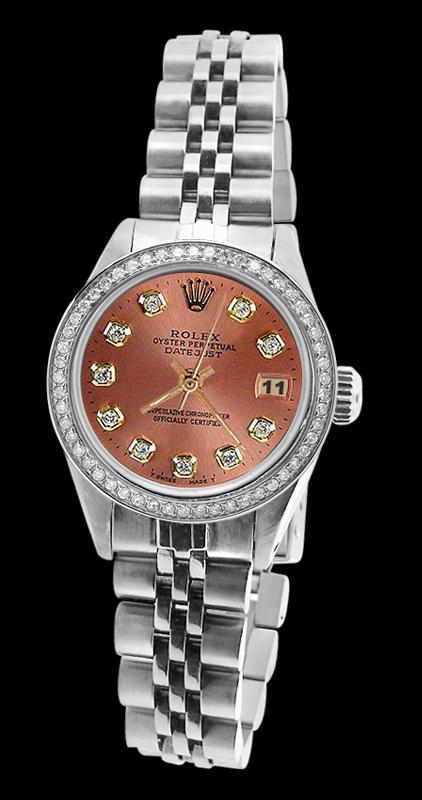 Brown diamond dial bezel jubilee SS bracelet datejust women watch rolex