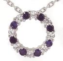 2.62 carats Diamond & sapphire pendant circle gold neck