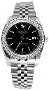 Black stick dial date just diamond bezel jubilee SS Rolex datejust watch