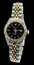 Black stick dial datejust women rolex watch SS & gold jubilee diamond bezel