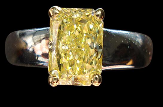0.75 ct. yellow canary radiant diamond solitaire ring