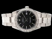 Black stick dial rolex watch datejust SS oyster bracelet diamond bezel