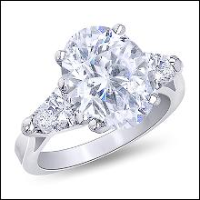 Center oval diamond 3-stone wedding ring 3.71 carat solid white gold 18K