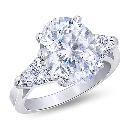 Center oval diamond 3-stone wedding ring 3.71 carat solid white gold 18K