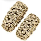 9 mm YELLOW GOLD 14K BRAIDED WEDDING BAND SET his & her