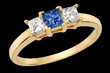 1 ct. blue GENUINE diamonds 3-stone ring new gold 14k
